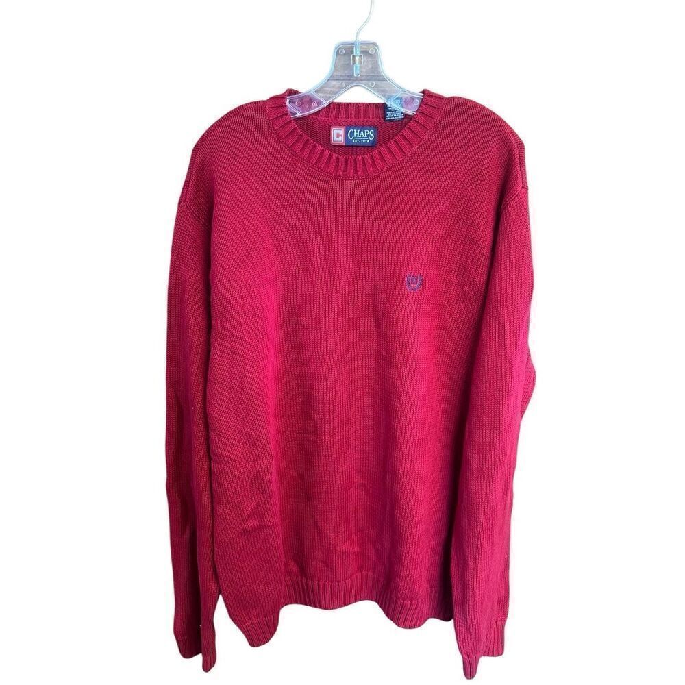 Chaps Men’s Red Cotton Sweater Sz XL NWT